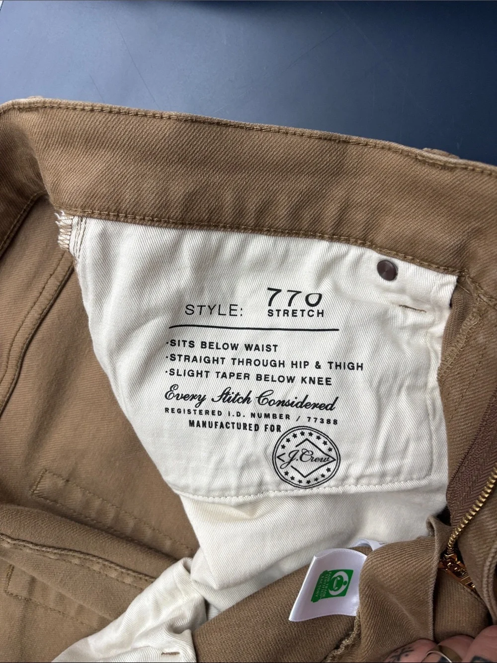 J. Crew Men’s 770 5 pocket in Olive brown
